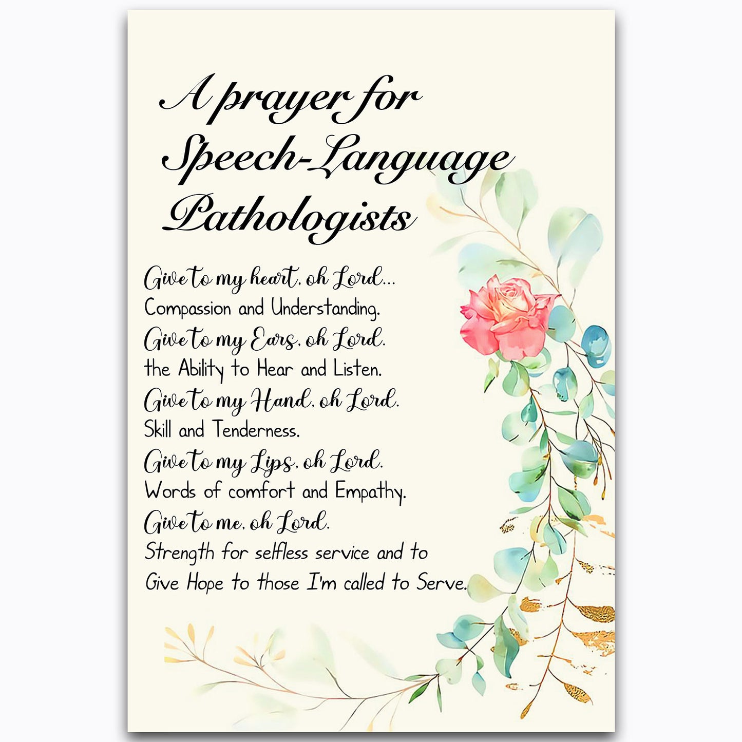 A Prayer For SLP Speech Language Pathologist Office Decor, Therapy Room Decorations, School Counselor, Mental Health Social Worker Canvas Wall Art For Office Decor, Gifts For Christian Slp Graduation