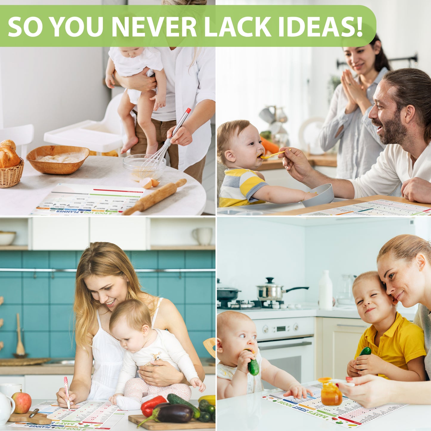 Set of 2 Baby First Foods Tracker Fridge Magnet, Nutrition Poster, Daily Food Log Meal Planner Checklist, 101 Foods Before 1 Checklist Magnet, Dry Erase Whiteboard for Refrigerator